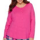 Liz Claiborne Long-sleeve Henley Sleep Tee - Plus