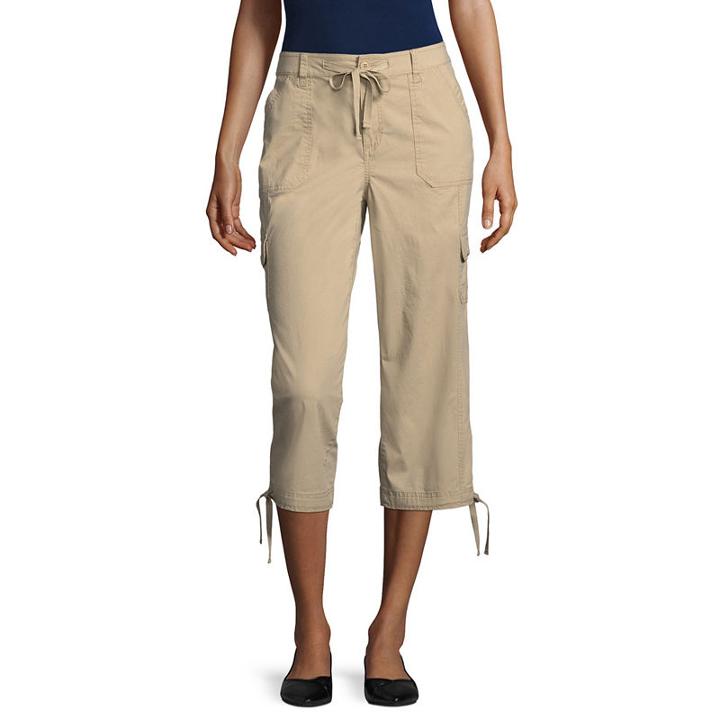 St. John's Bay Straight Leg Drawstring Cargo Capri - Tall Inseam 21.5