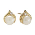 Certified Sofia&trade; Cultured Freshwater Pearl & Diamond-accent 10k Gold Earrings