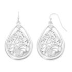 Liz Claiborne Silver-tone Lacy Teardrop Drop Earrings