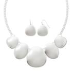 Liz Claiborne Silver-tone Shaky Disc Necklace And Earring Set