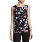 Liz Claiborne Sleeveless Crew Neck Pattern T-shirt-womens