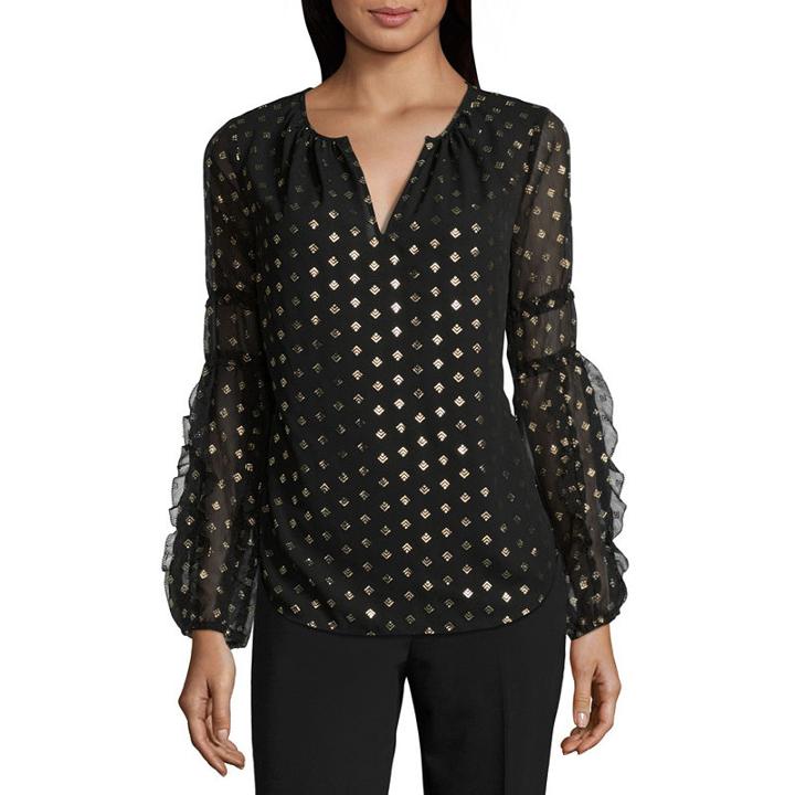 Worthington Ruffle Sleeve Blouse - Tall 28