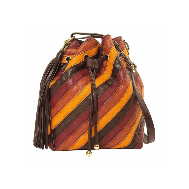 Imoshion Zola Striped Pieced Polyurethane Bucket Bag