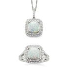 Lab-created Opal & White Sapphire Sterling Silver 2-pc. Boxed Jewelry Set