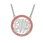 Personalized Sterling Silver Open Enamel Monogram And Name Pendant Necklace