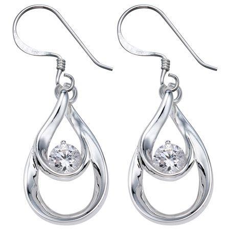Sterling Silver Cubic Zirconia Teardrop Earrings