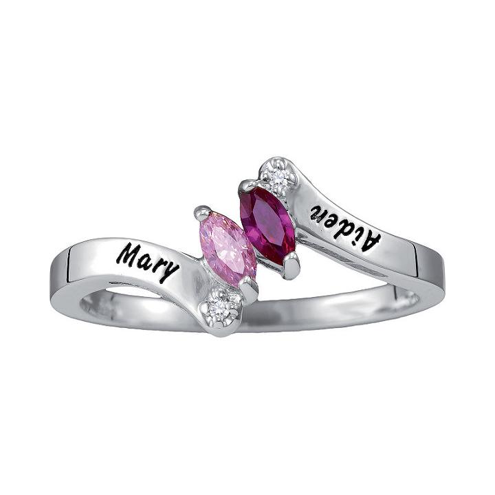 Womens Simulated Multi Color Multi Stone 14k Gold Bypass Ring