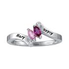 Womens Simulated Multi Color Multi Stone 14k Gold Bypass Ring