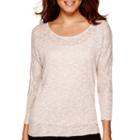 Liz Claiborne Dolman-sleeve Lurex Metallic Slub Sweater