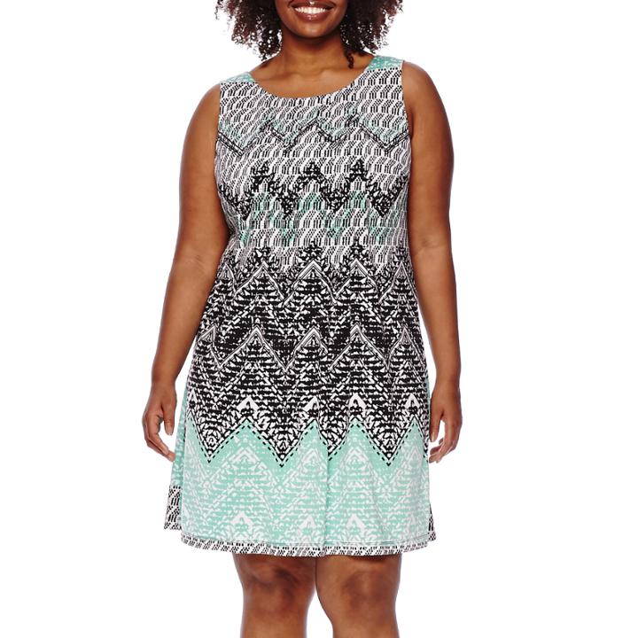Perceptions Sleeveless Chevron Dress - Plus