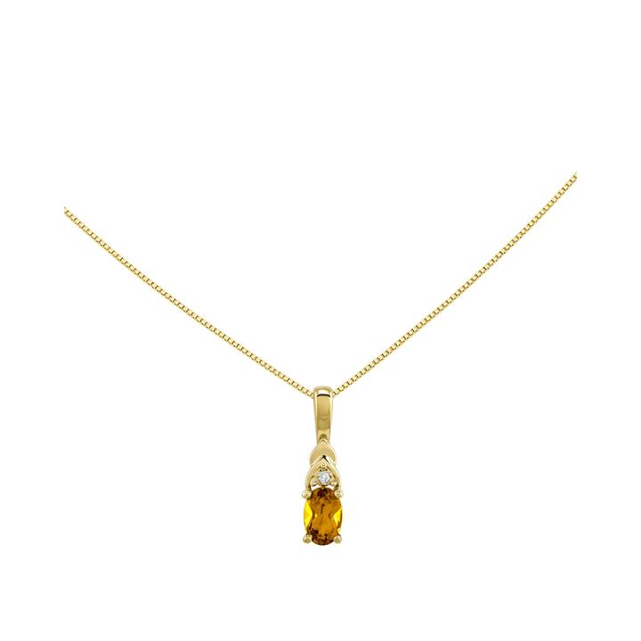 Genuine Yellow Citrine Diamond-accent 14k Yellow Gold Pendant Necklace
