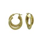 14k Yellow Gold 16mm Two-row Hoop Earrings