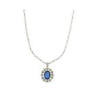 1928 Jewelry Silver-tone Blue Crystal Oval Pendant