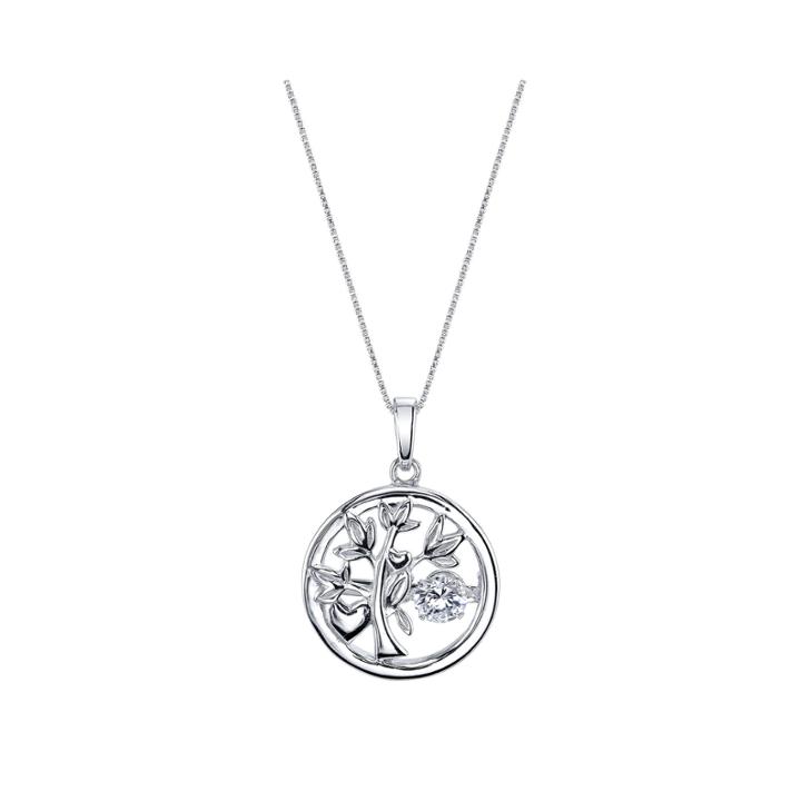 Inspired Moments&trade; Dancing Cubic Zirconia Sterling Silver Family Tree Pendant Necklace