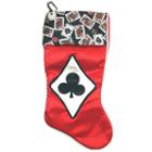 19 Satin Deck Of Cards Clubs Casino Gambling Red Christmas Stocking