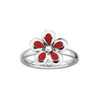 Personally Stackable Sterling Silver Red Flower Stackable Ring