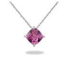 Womens Lab Created Pink Sapphire Sterling Silver Square Pendant Necklace
