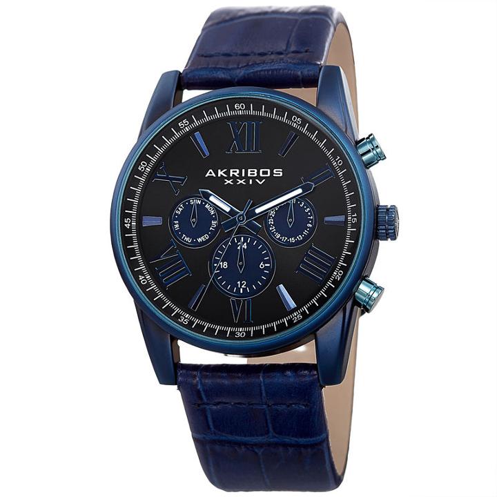 Akribos Xxiv Mens Blue Strap Watch-a-911bu
