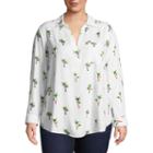 Long Sleeve Roll Tab Printed Blouse - Plus