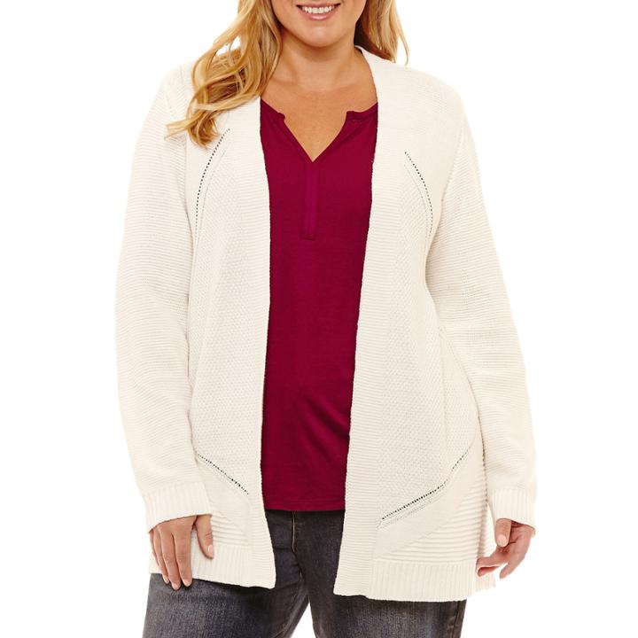 Liz Claiborne Textured Cardigan- Plus