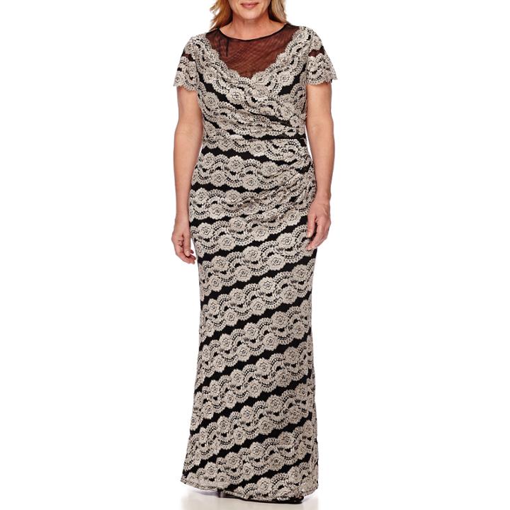 Rm Richards Short-sleeve Lace Gown - Plus