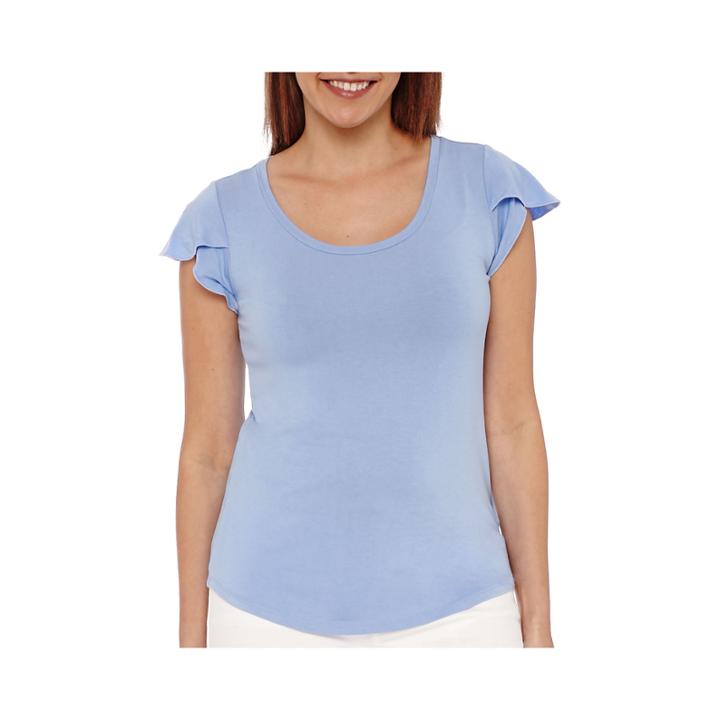 Liz Claiborne Flutter-sleeve Knit Tee - Tall