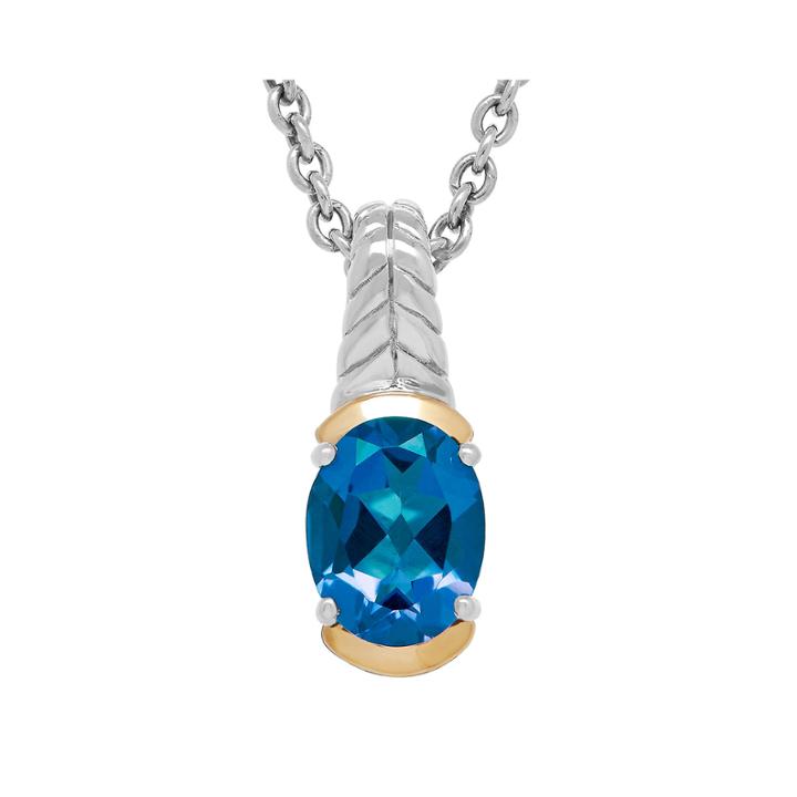 Genuine London Blue Topaz Sterling Silver Pendant Necklace