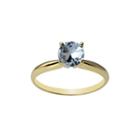 Womens Lab Created Blue Aquamarine 14k Gold Solitaire Ring