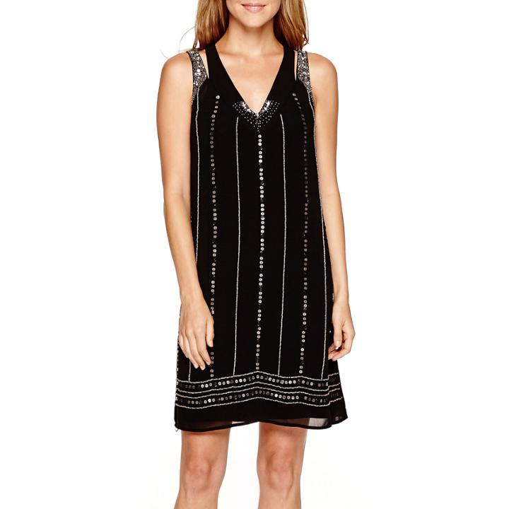 Nicole By Nicole Miller Sleeveless Beaded Trapeze Dress