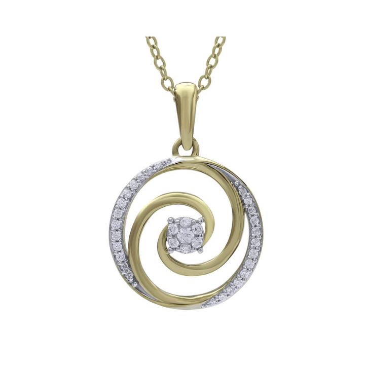 1/5 Ct. T.w. Diamond 14k Yellow Gold Swirl Pendant Necklace
