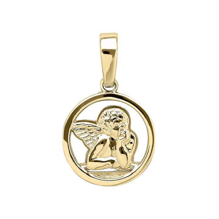 Infinite Gold&trade; 14k Yellow Gold Guardian Angel Medal Charm Pendant