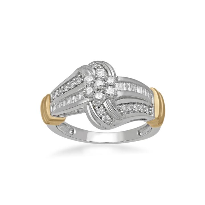 1/2 Ct. T.w. Diamond Two-tone Cluster Ring