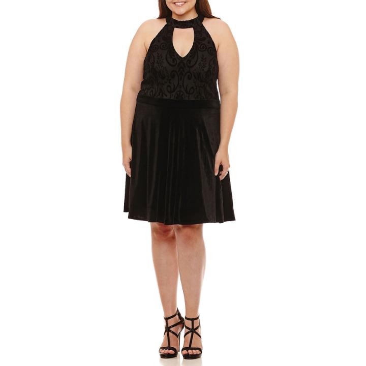 B. Darlin Sleeveless Velvet Party Dress-juniors Plus