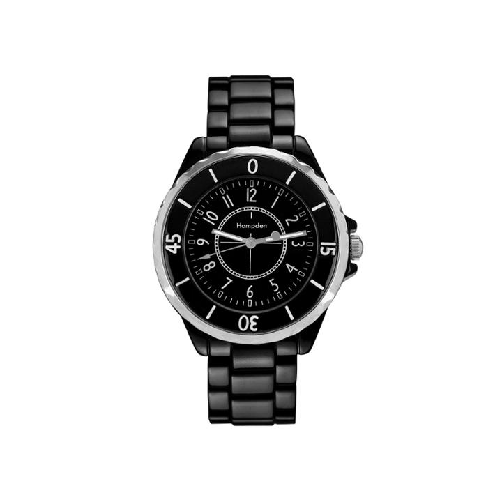 Hampden Mens Black-tone Personalized Bracelet Watch