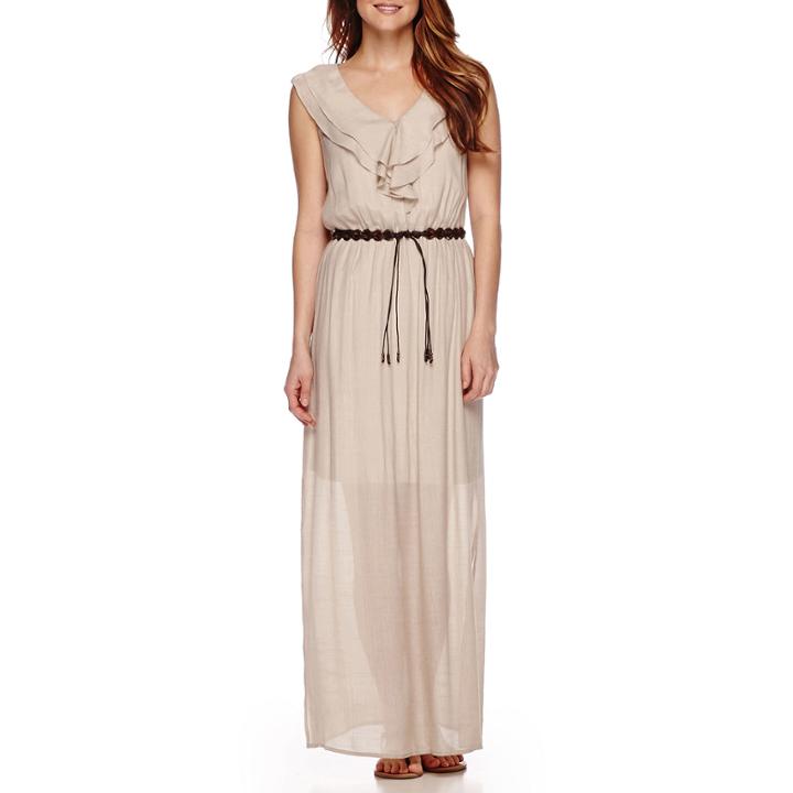 Alyx Sleeveless Ruffle-neck Belted Maxi Dress