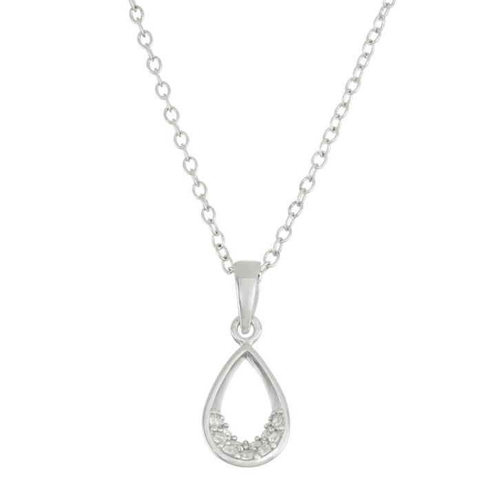 Diamonart Womens 1/5 Ct. T.w. White Cubic Zirconia Sterling Silver Pendant Necklace