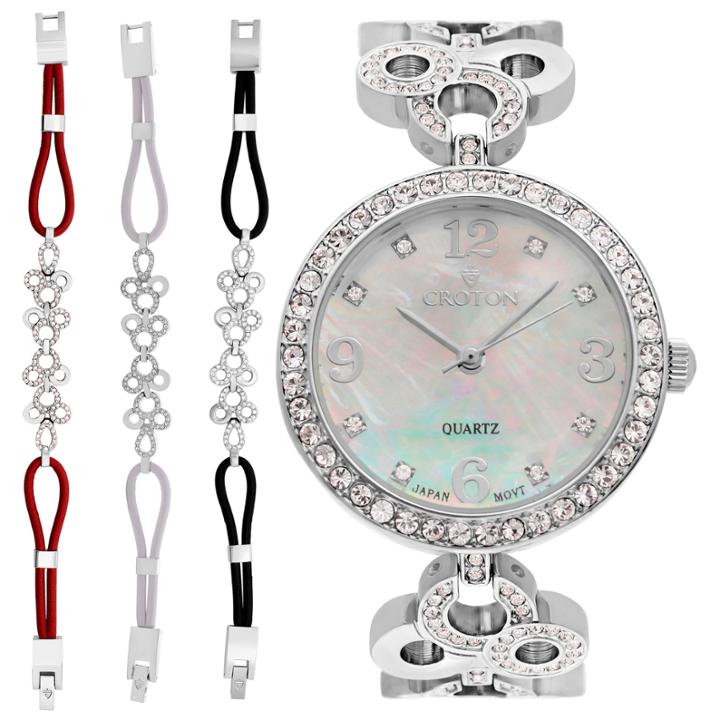 Croton Womens Silver Tone 4-pc. Watch Boxed Set-cn407567rhmp