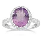 Womens Genuine Amethyst Purple 10k Gold Oval Bypass Ring