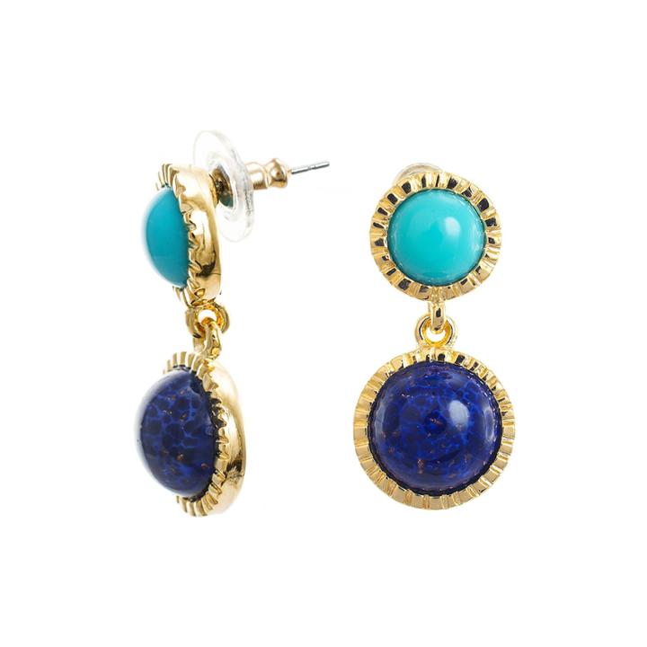 Kjl By Kenneth Jay Lane Gold-tone Aqua & Blue Stone Earrings