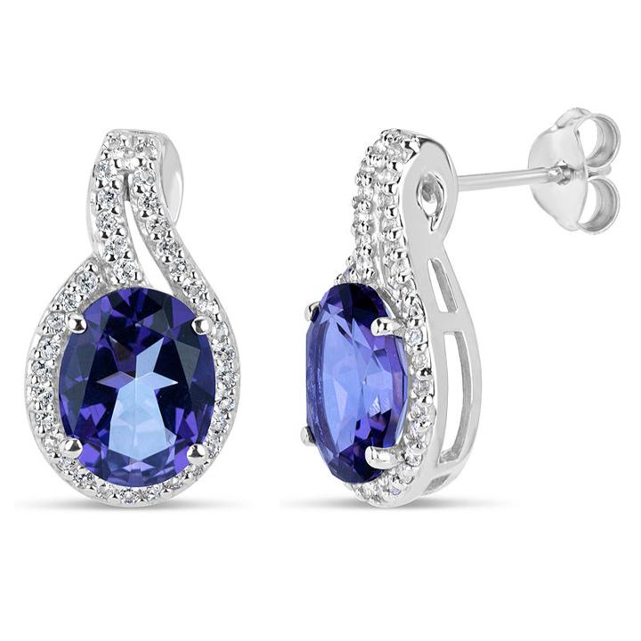 Sterling Silver Purple And White Topaz Swirl Stud Earrings Featuring Swarovski Genuine Gemstones