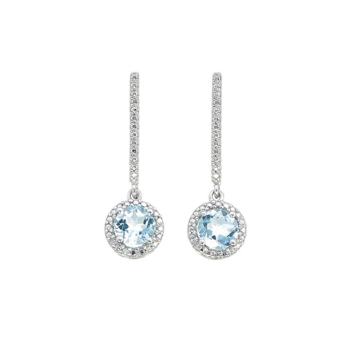Diamond Accent Blue Topaz Sterling Silver Drop Earrings