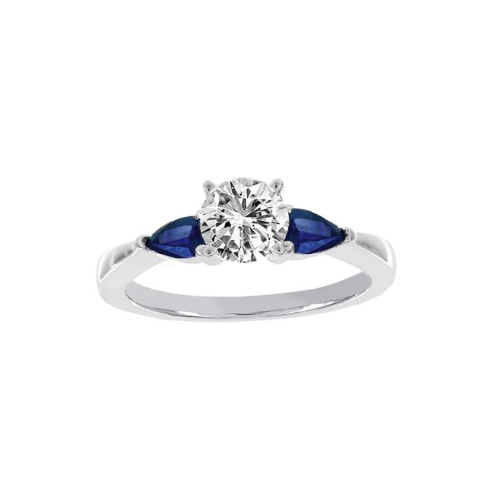 Lumastar 5/8 Ct. T.w. Diamond & Blue Sapphire 18k White Gold Bridal Ring