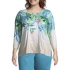 Alfred Dunner Scottsdale Tropical Leaves Tee - Plus