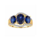 Lab-created Blue And White Sapphire 14k Gold Over Silver Ring