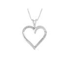 Womens Diamond Accent 10k White Gold Heart Pendant Necklace