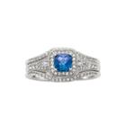 1 Ct. T.w. Diamond And Genuine Blue Sapphire 10k White Gold Bridal Ring