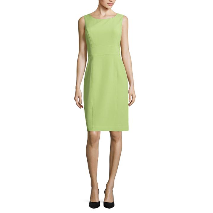 Black Label By Evan-picone Sleeveless Waist Detail Sheath
