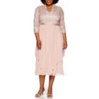 R & M Richards 3/4-sleeve Glitter Lace Jacket Dress