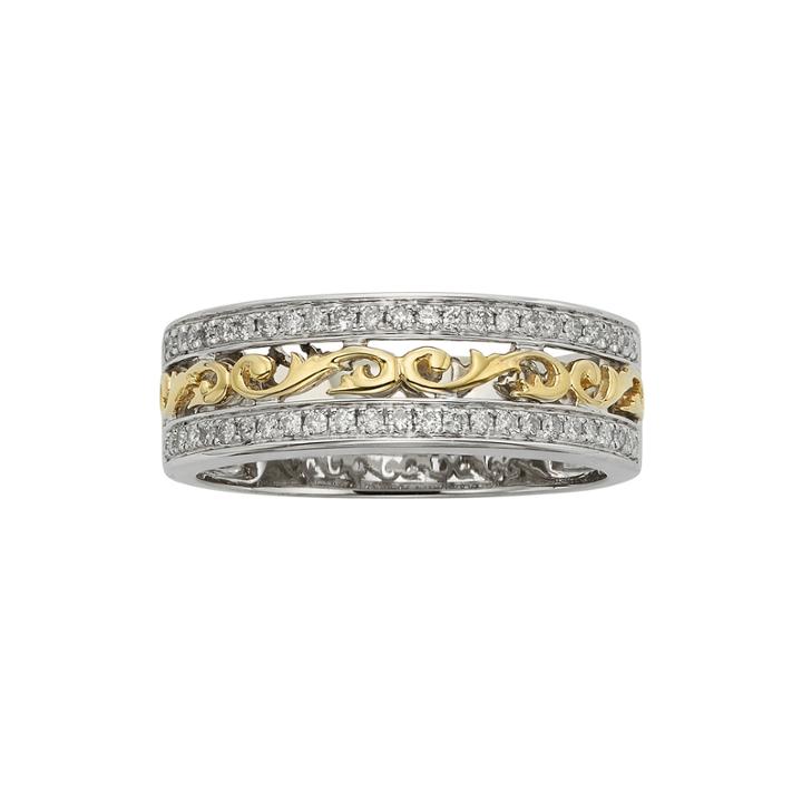 1/4 Ct. T.w. Diamond Scroll 14k Two-tone Gold Wedding Band